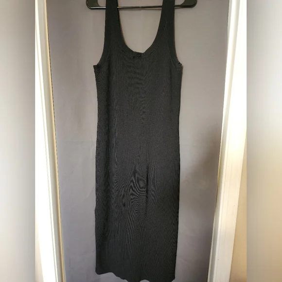 The Drop Dress, Women's Large Black The Drop Ribbed Midi Tank Dress - Picture 5 of 7